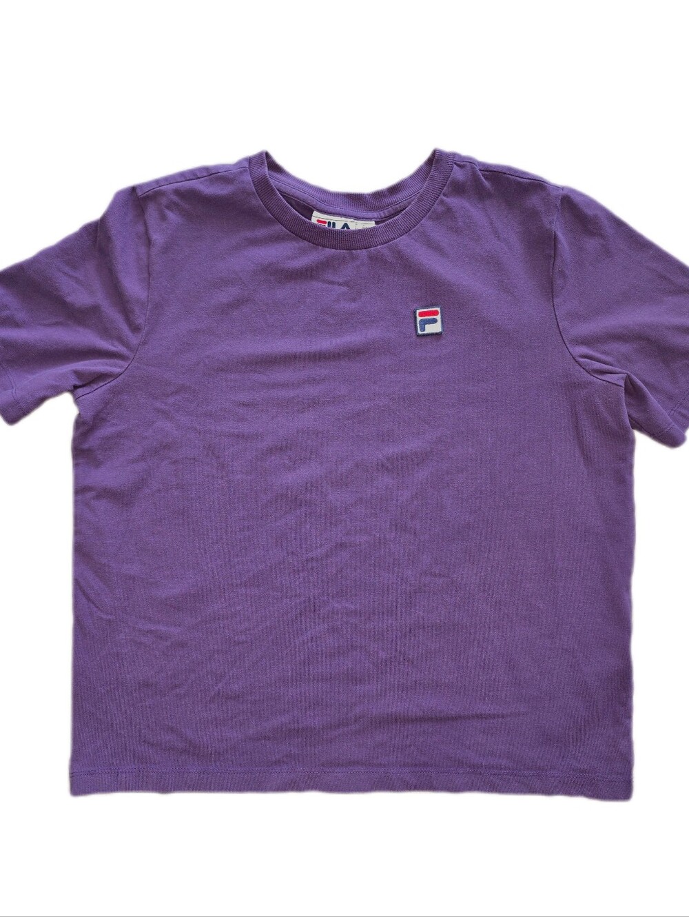 Fila Purple Short-Sleeve Logo Cotton Baggy Stretchy Athletic Tee